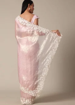 Chic Pink Saree With Resham Thread Work Border