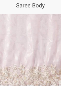 Chic Pink Saree With Resham Thread Work Border