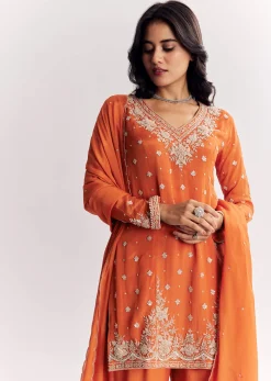 Chinon Cutdana Sequin Threadwork Kurta Palazzo Suit