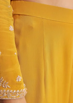 Chinon Kurta Palazzo Suit With Cutdana Sequins And Thread Work