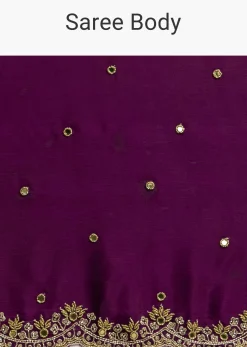 Chinon Satin Saree With Cutdana And Mirror Embellishment