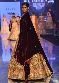 Chocolate Brown Arcadia Bridal Lehenga In Raw Silk With Embroidery - NOOR 2022