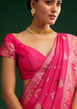 Classic Red Dola Silk Saree With Zari Detailing