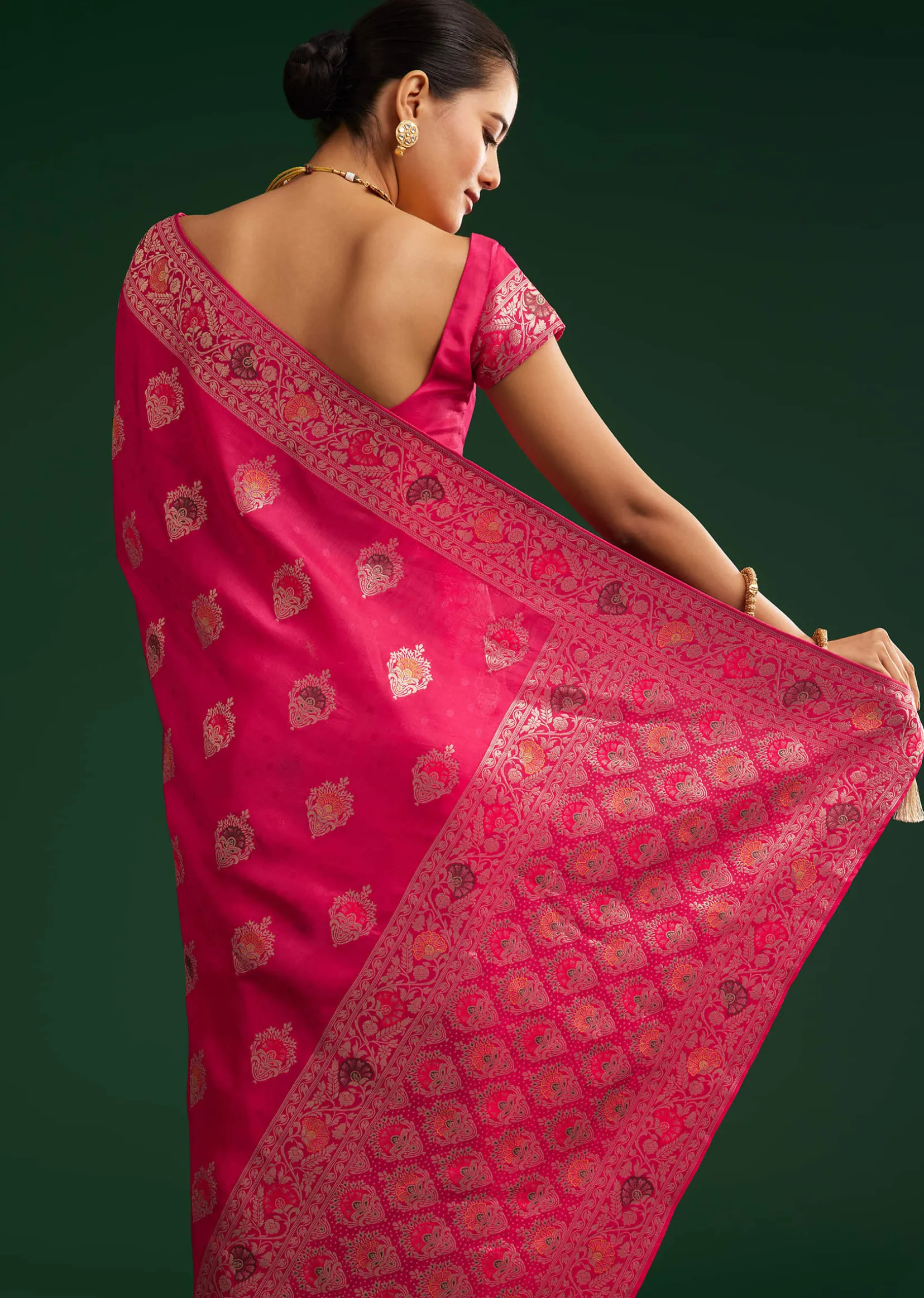 Classic Red Dola Silk Saree With Zari Detailing