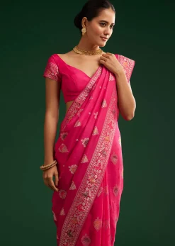 Classic Red Dola Silk Saree With Zari Detailing