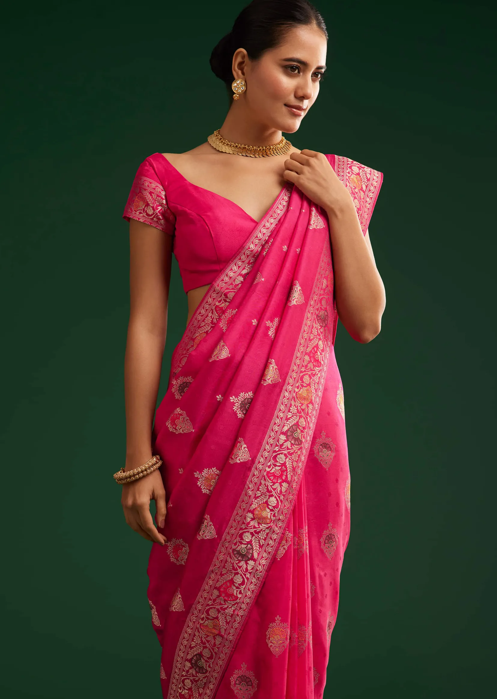 Classic Red Dola Silk Saree With Zari Detailing