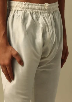 Classic White Raw Silk Sherwani