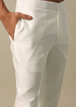 Classic White Textured Indowestern Set