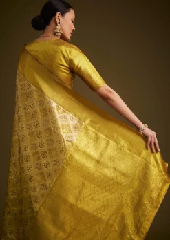 Coffee Beige Kanjivaram Silk Saree With Golden Zari Border