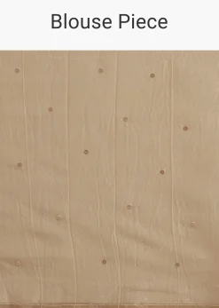 Coffee Brown Crushed Tissue Saree With Embroidered Scallop Border