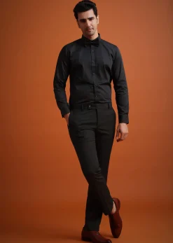 Coffee Brown Knit Tuxedo Set With Waistcoat And Bow
