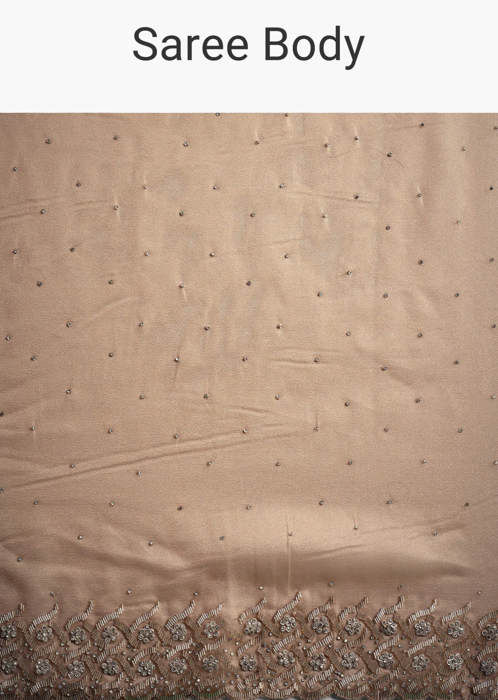 Copper Tissue Cutdana And Stone Embroidered Saree