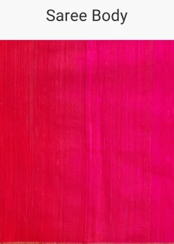 Corel Red Kora Silk Handloom Saree With Woven Traditional Motif
