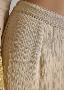Cream Crush Tissue Sharara Suit With Zari Sequins Work