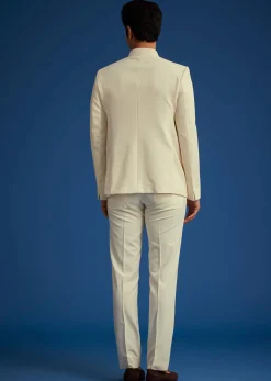 Cream Jodhpuri Suit With Handwork Collar