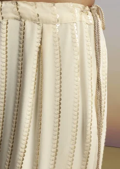 Cream Lucknowi Sharara Set With Tissue Dupatta