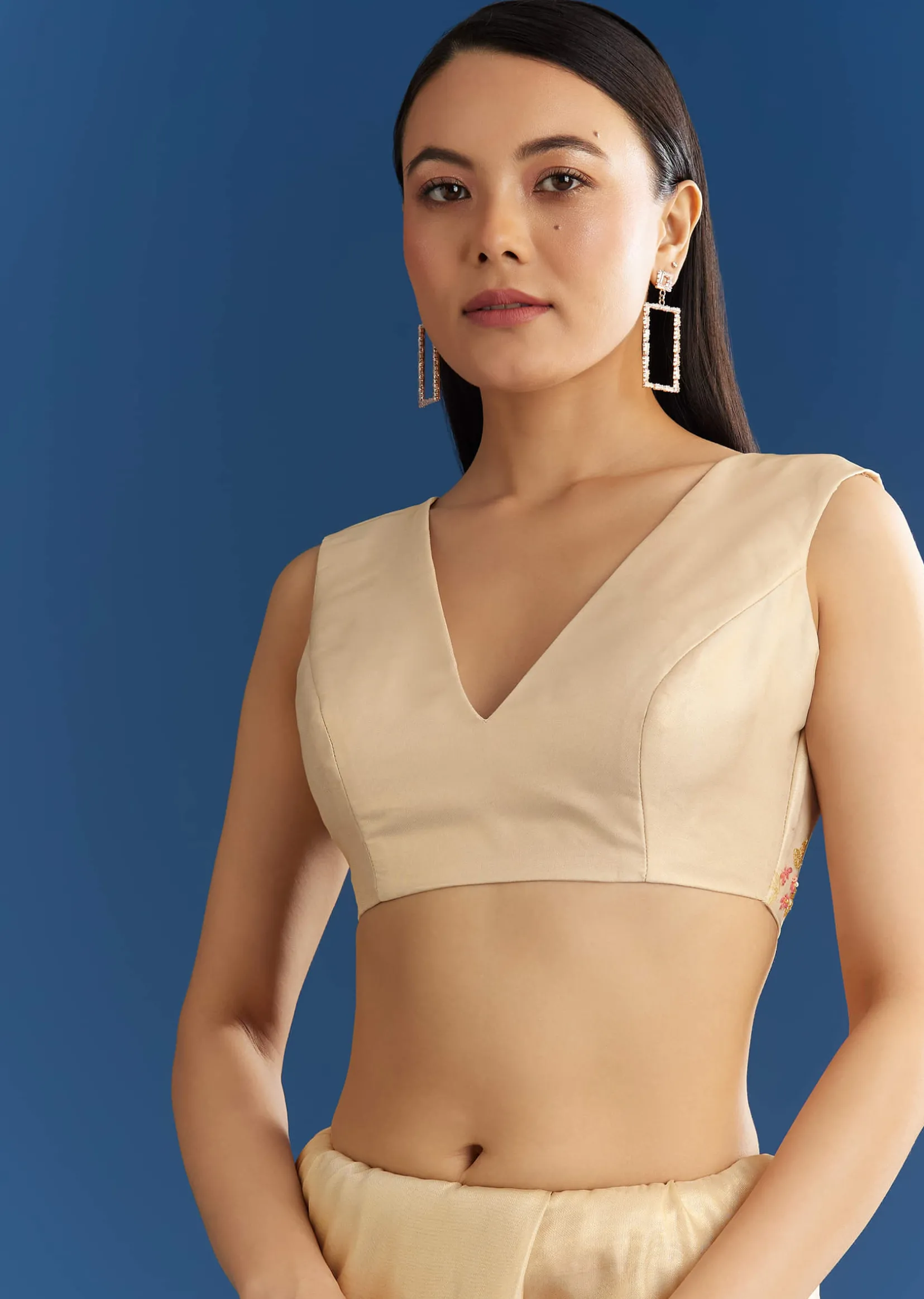 Cream Organza Tissue Saree With Subtle Beaded Border