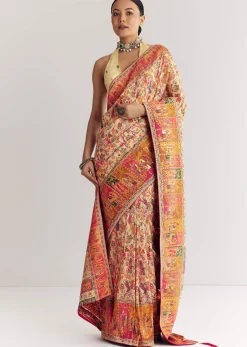 Cream Saree With Traditional Woven Elements