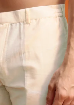 Cream Silk Nawabi With Self Work For Men