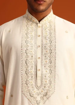 Cream Threadwork Kurta Set
