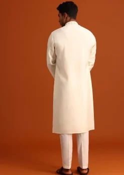 Cream Threadwork Kurta Set