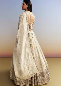 Cream Tissue Embroidered Bridesmaid Lehenga