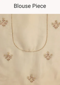 Cream Tissue Saree With Gotta Work And Unstitched Blouse