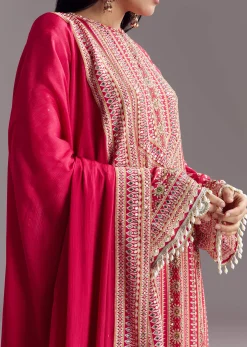Crimson Red Printed Kurta Palazzo Set