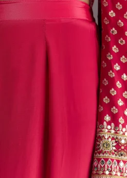 Crimson Red Printed Kurta Palazzo Set