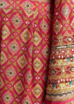 Crimson Red Printed Palazzo Suit Set