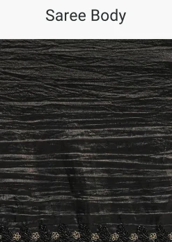 Crushed Tissue Silk Saree With Cutdana Scallop Border