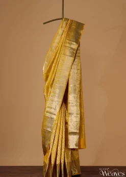 Daffodil Yellow Woven Kanjivaram Saree In Pure Silk With An Unstitched Blouse