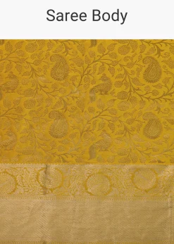 Daffodil Yellow Woven Kanjivaram Saree In Pure Silk With An Unstitched Blouse