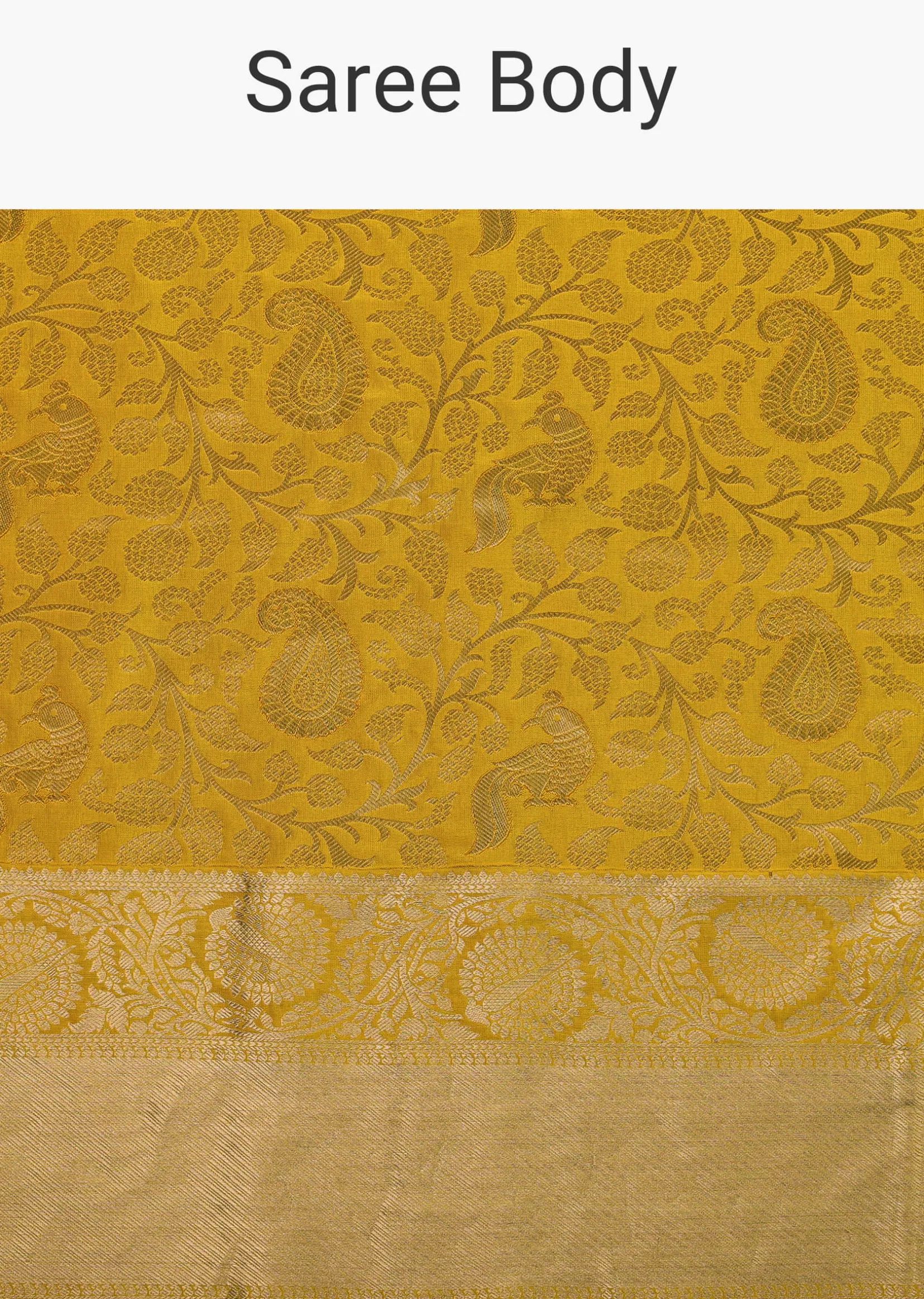 Daffodil Yellow Woven Kanjivaram Saree In Pure Silk With An Unstitched Blouse