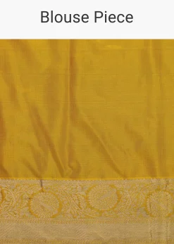 Daffodil Yellow Woven Kanjivaram Saree In Pure Silk With An Unstitched Blouse