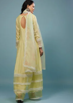 Daffodils Yellow Palazzo Suit In Viscose Silk