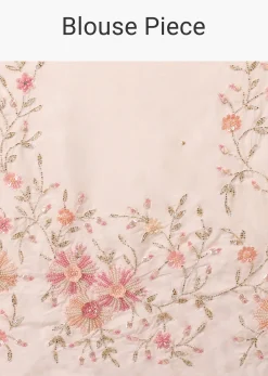 Daisy Dancer White Saree In Organza With 3D Floral Embroidery