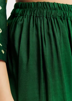 Dark Green Bandhani Kurta Set With Dupatta