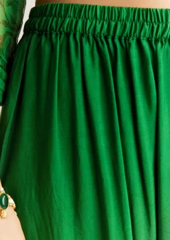 Dark Green Chiffon Angrakha Anarkali With Floral And Sequin Yoke