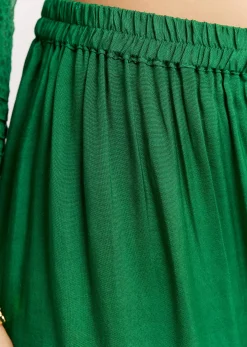Dark Green Printed Chiffon Sequin Kurta Set With Dupatta