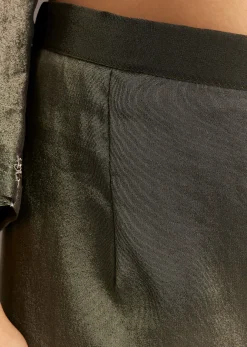 Dark Grey Tissue Kurta Pant Set With Butti Dupatta
