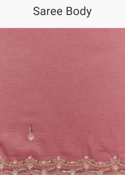Dark Onion Pink Crushed Tissue Saree With Sequins And Cutdana Embroidery