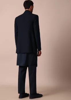 Dashing Blue Jacquard Indowestern For Men