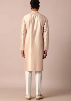 Dazzling Gold Silk Kurta Set For Men