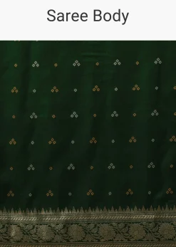 Deep Green Dola Silk Banarasi Saree With Bandhani Waeve