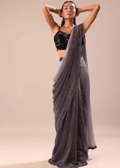 Deep Purple Ombre Shimmer Saree