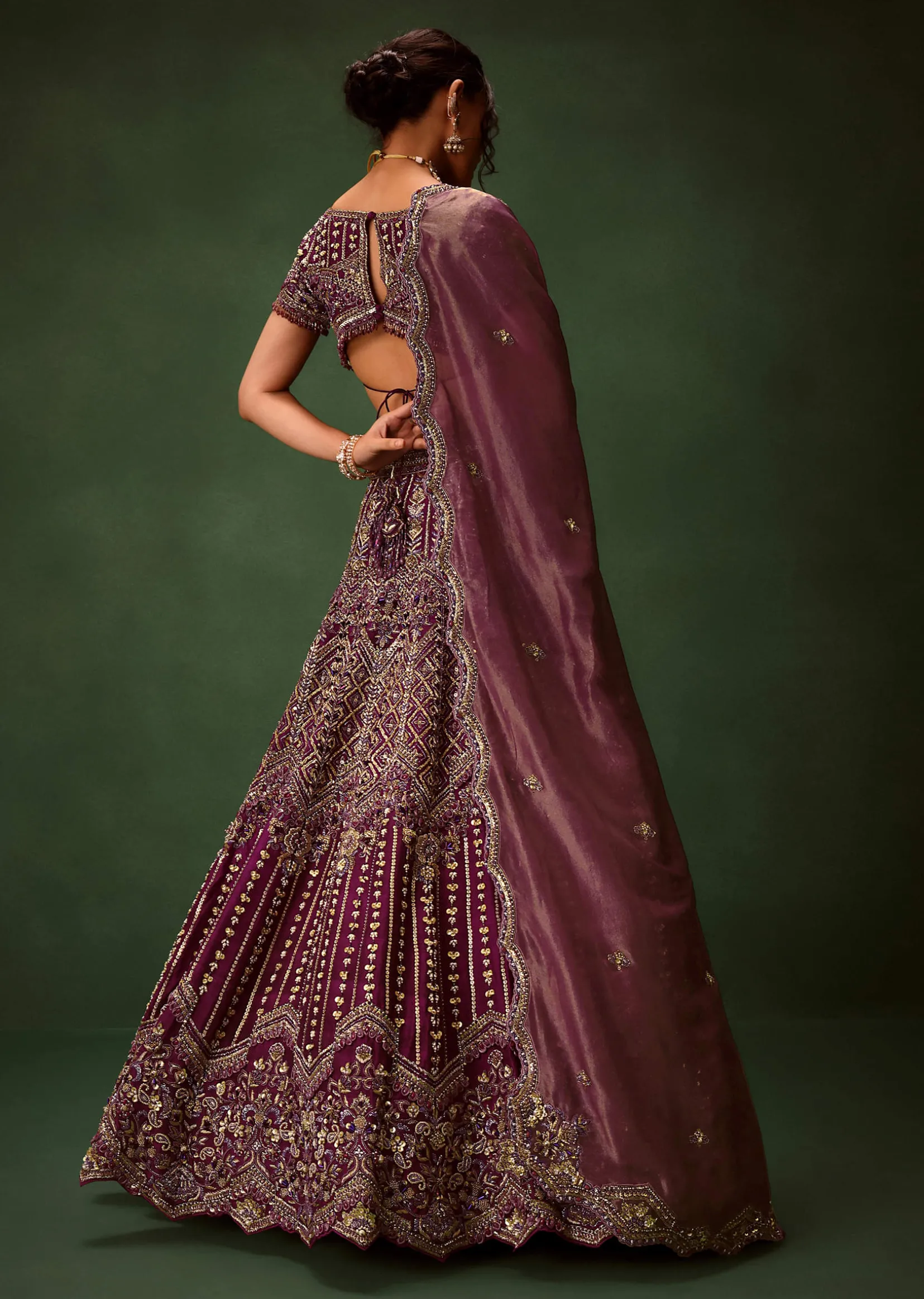 Deep Purple Raw Silk Lehenga Set