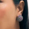 Diamond Studs With Multicolour Stone In Mix Metal