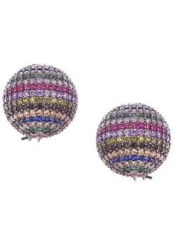 Diamond Studs With Multicolour Stone In Mix Metal