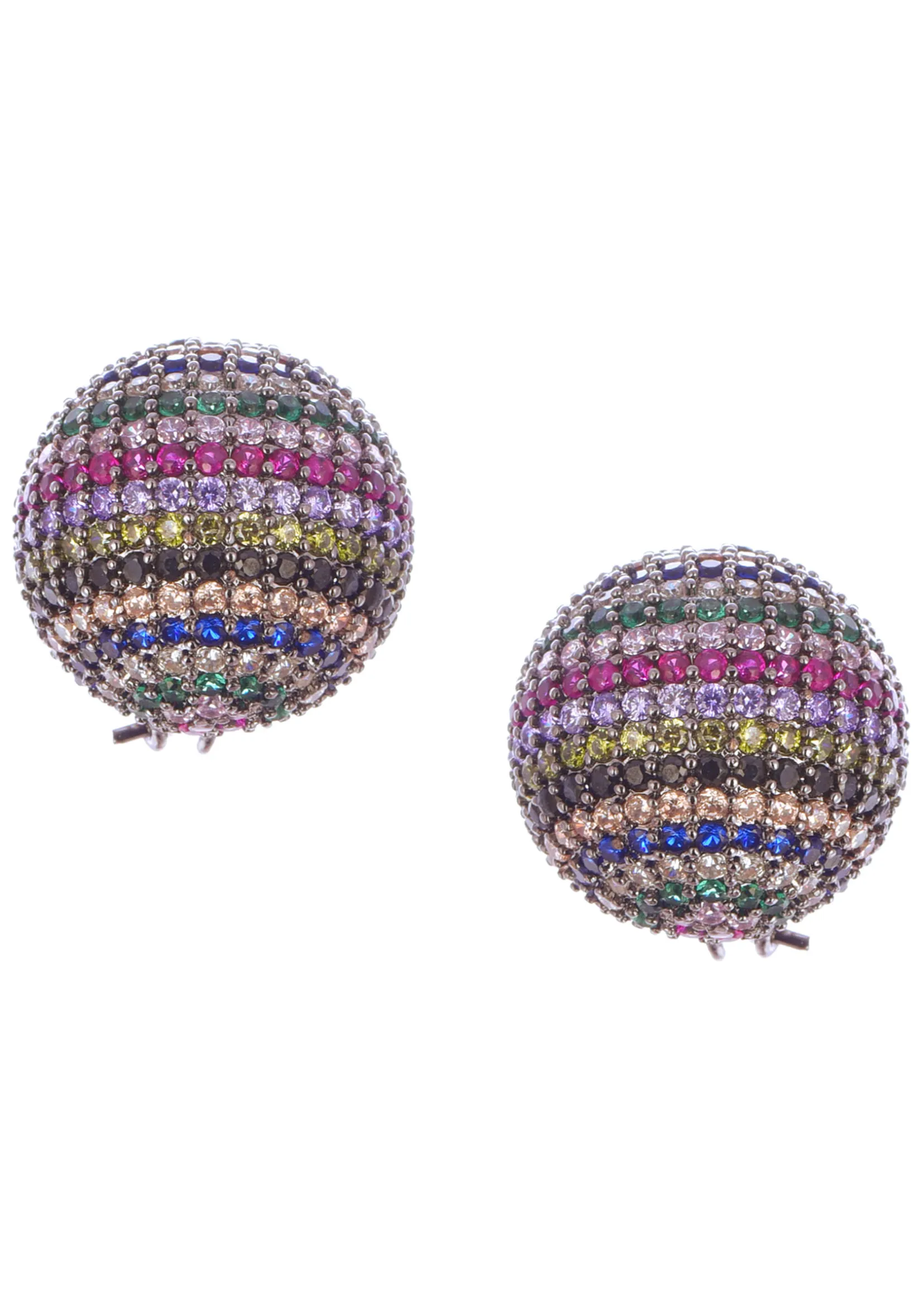 Diamond Studs With Multicolour Stone In Mix Metal